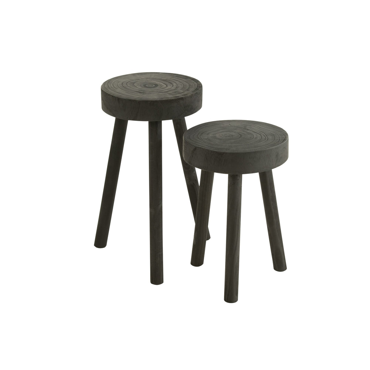 Set di 2 sgabelli in legno di paulownia neri J-Line