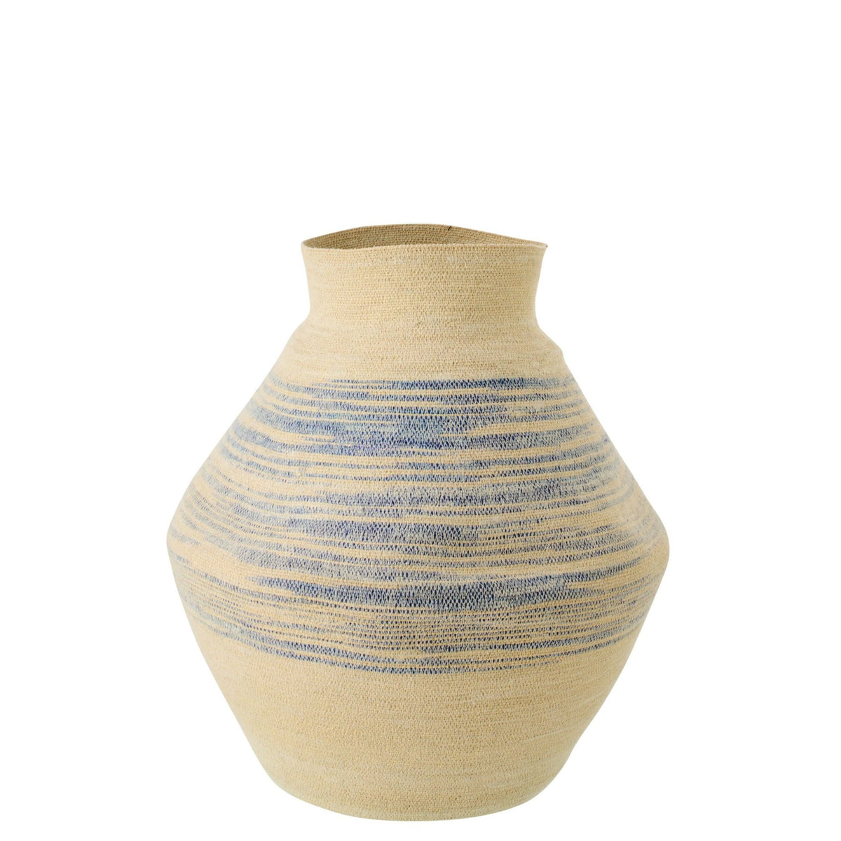 Cestino a righe in erba marina naturale/blu, grande, J-Line