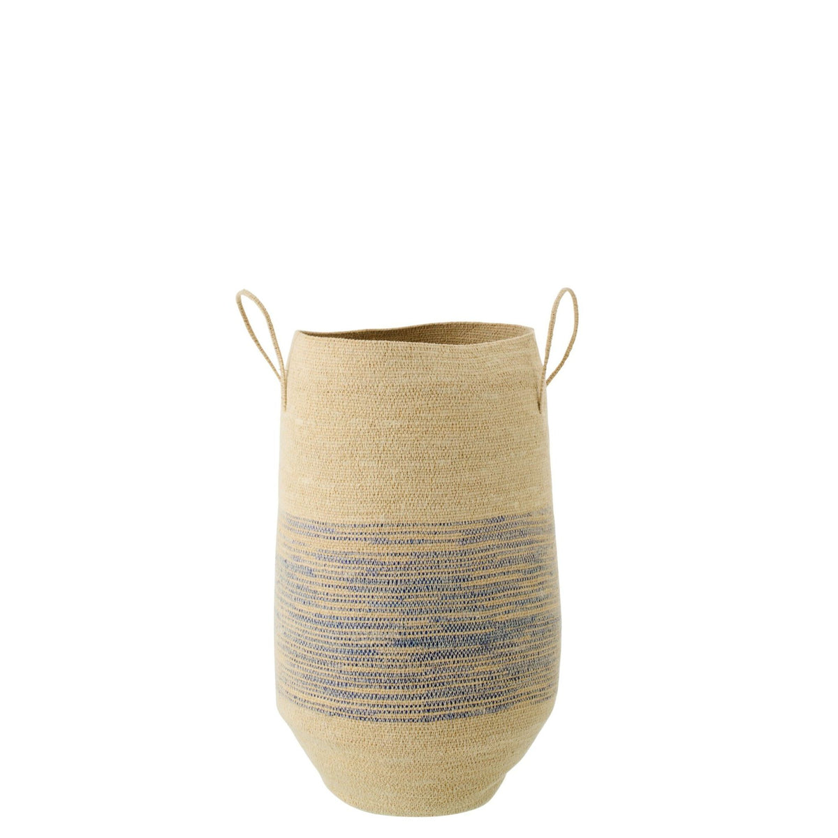 Cestino Con Manico In Paglia Marina Naturale Blu J-Line