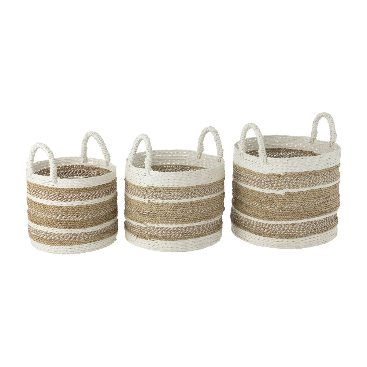 Set di 3 cesti Caro in rafia bianco/naturale J-Line