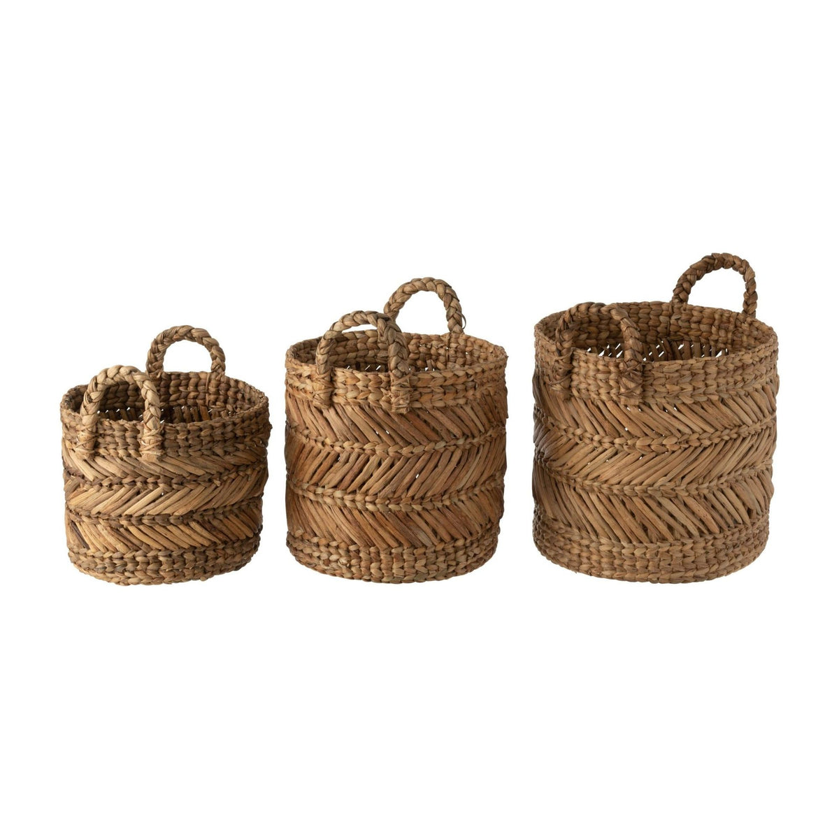 Set di 3 cesti in rafia intrecciata color naturale J-Line