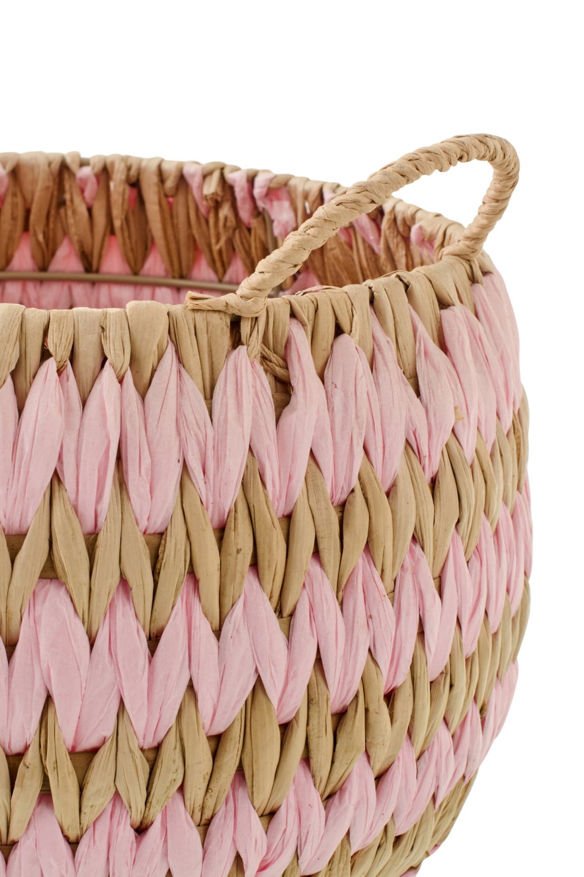 Cesti con manici a righe color naturale/rosa chiaro, set di 3 J-Line