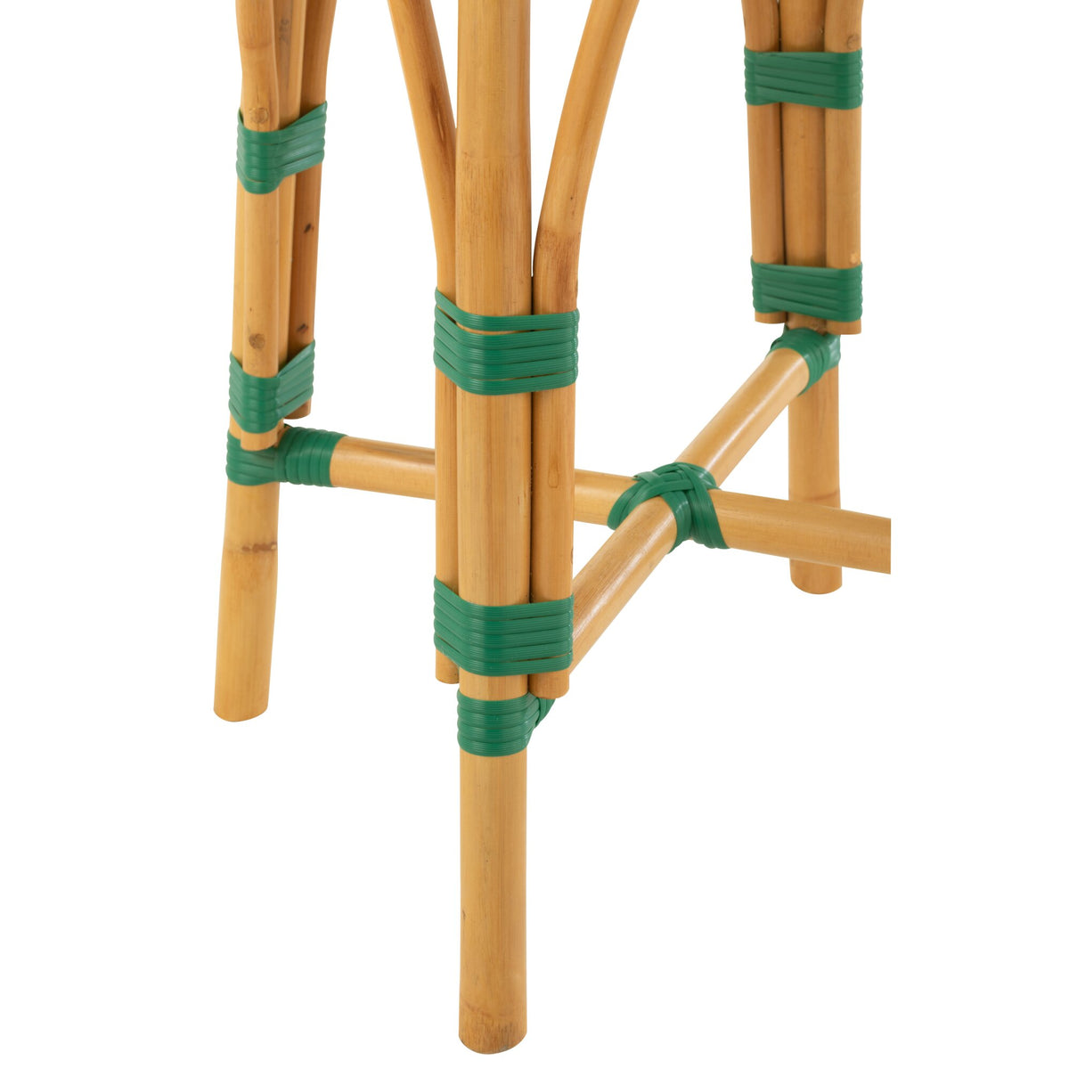 Sgabello da esterno Barkruk Live rotondo in rattan verde/bianco J-Line