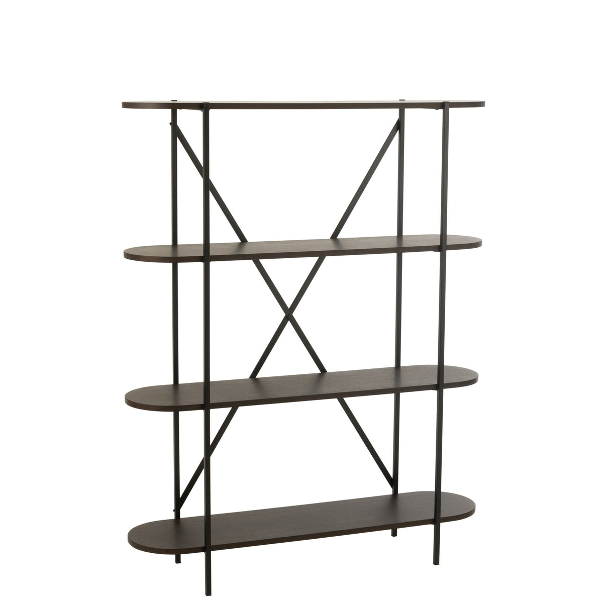 Scaffale ovale in MDF/metallo marrone scuro