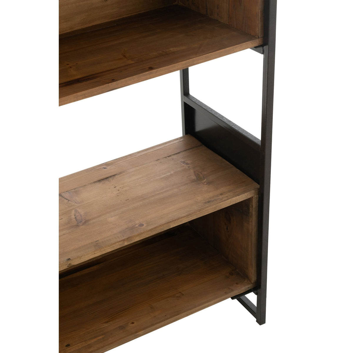 Scaffale Rustico in Legno Riciclato Nero/Naturale Piccolo J-Line