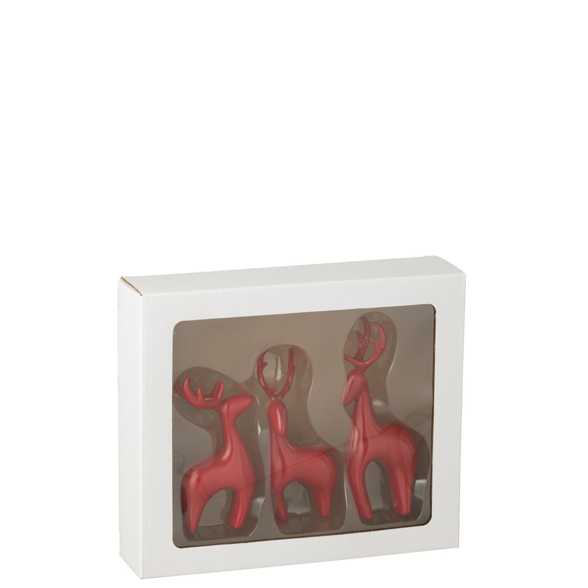 Set di 3 renne in resina galvanizzata rossa J-Line