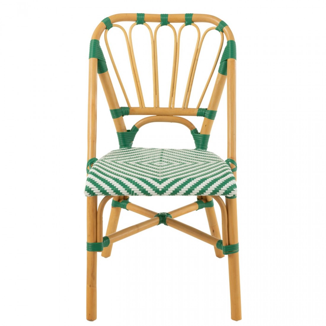 Sedia in rattan verde scuro/bianca J-Line