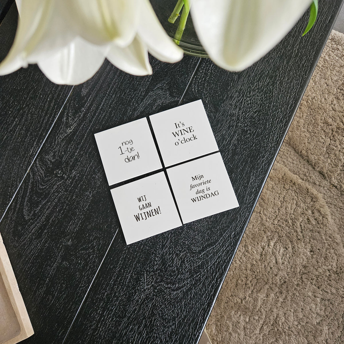 Set di 4 sottobicchieri quadrati per vino