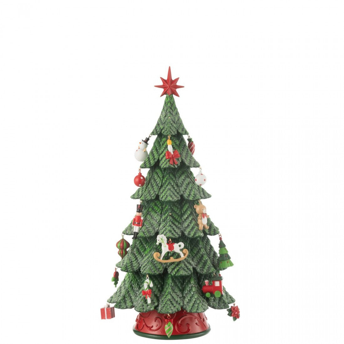 Albero di Natale con decorazioni LED in resina, assortimento, piccolo, H 51,5 cm, J-Line