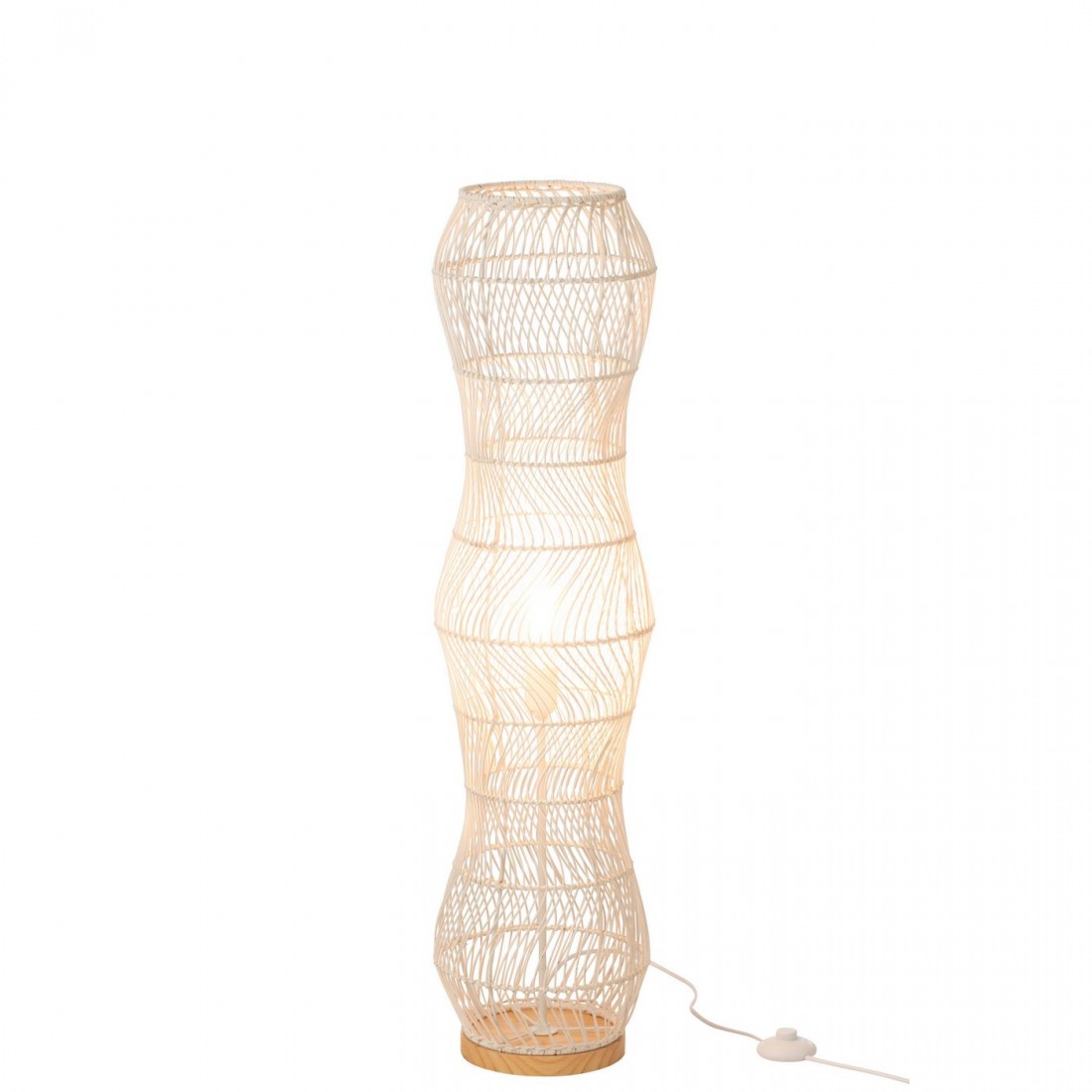 Vloerlamp Rotan Metaal Getwist Wit H101cm J-Line
