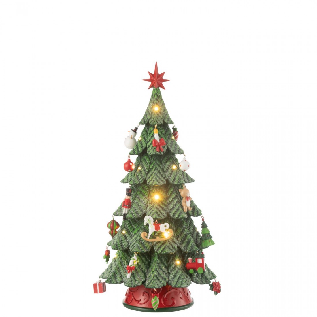 Albero di Natale con decorazioni LED in resina, assortimento, piccolo, H 51,5 cm, J-Line