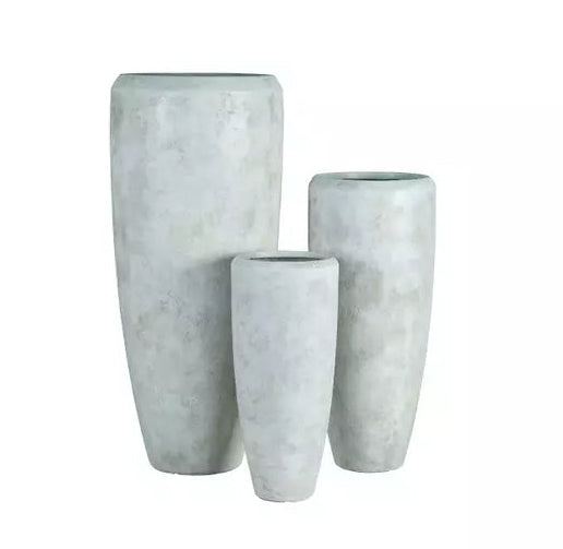Set di 3 vasetti rotondi alti in ceramica Dashima Cream GRC PTMD