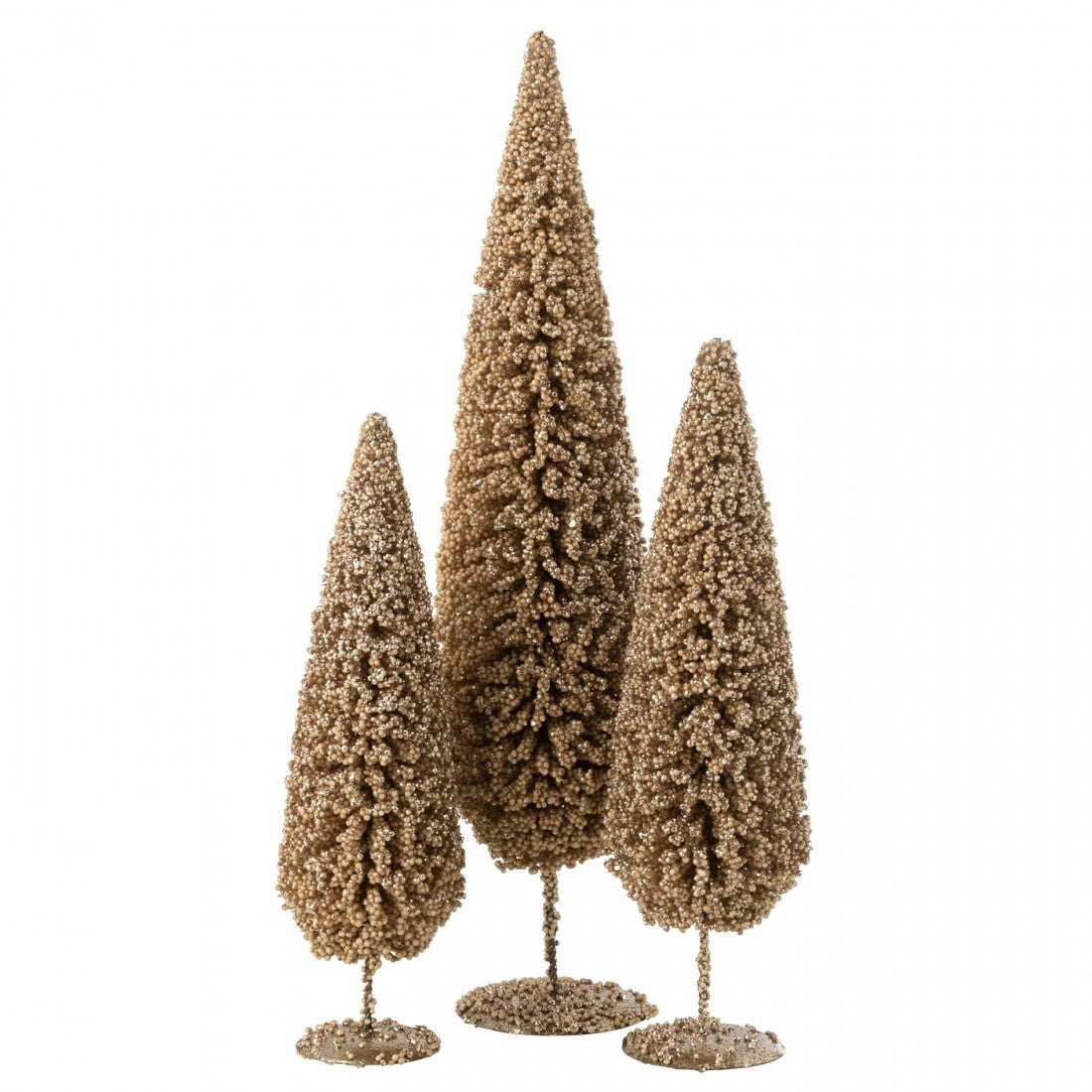 Set di 3 cappellini a forma di albero di Natale color champagne J-Line