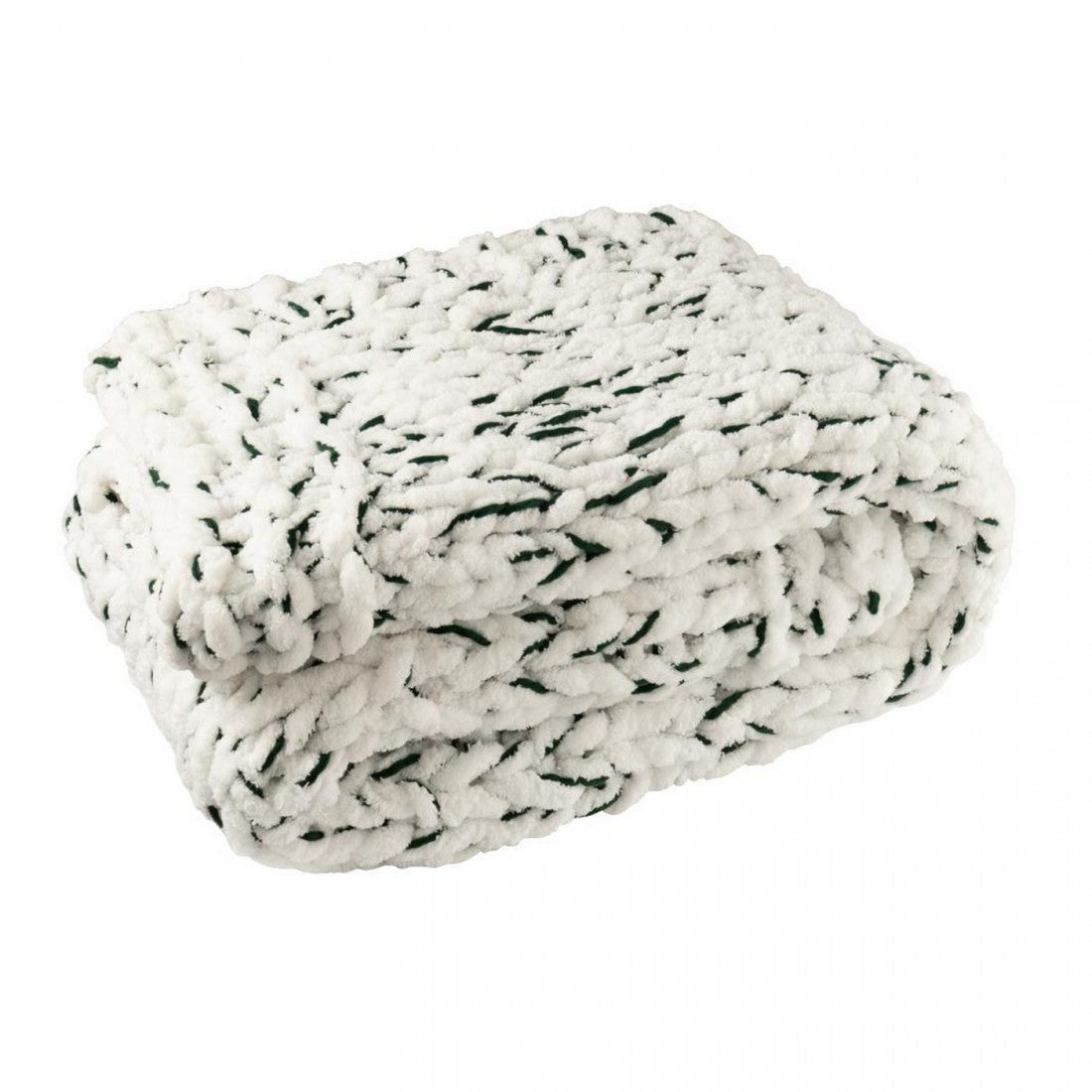 Coperta in poliestere bianco/verde scuro J-Line