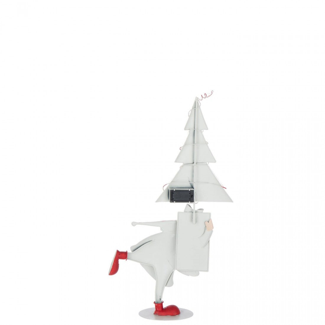 Albero di Natale a LED Babbo Natale in ferro rosso natalizio/bianco piccolo H66 cm J-Line