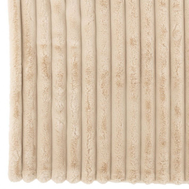 Plaid Large in velluto a coste poliestere beige 180cmx130cm J-Line