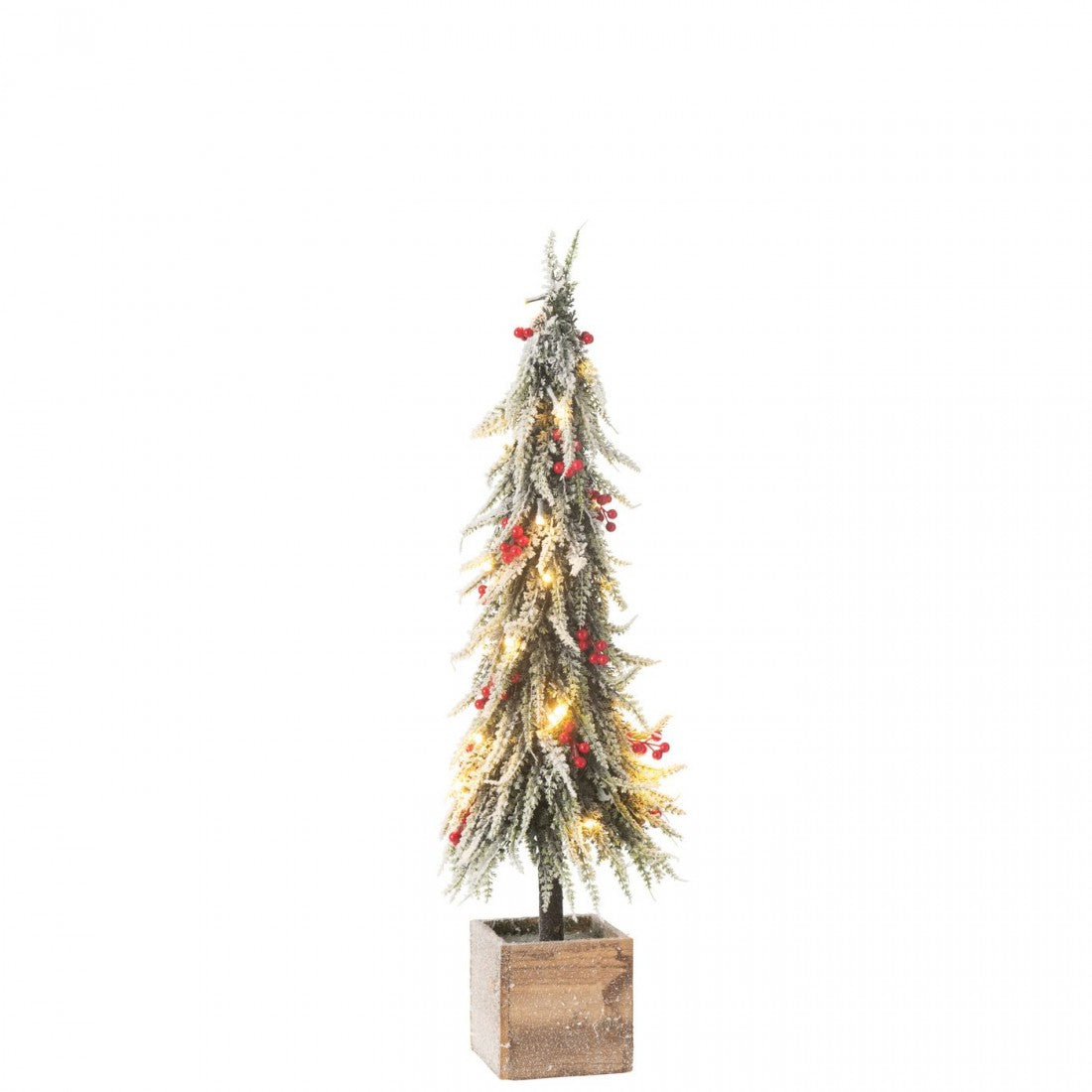 Albero di Natale + Neve Artificiale in Plastica a LED Verde/Rosso Large H75cm J-Line