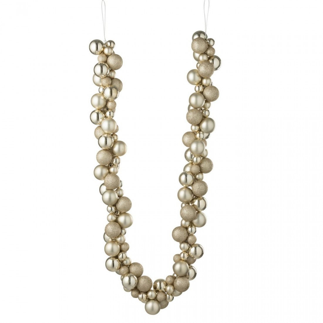 Ghirlanda natalizia con palline in plastica, beige chiaro, L 160 cm, J-Line