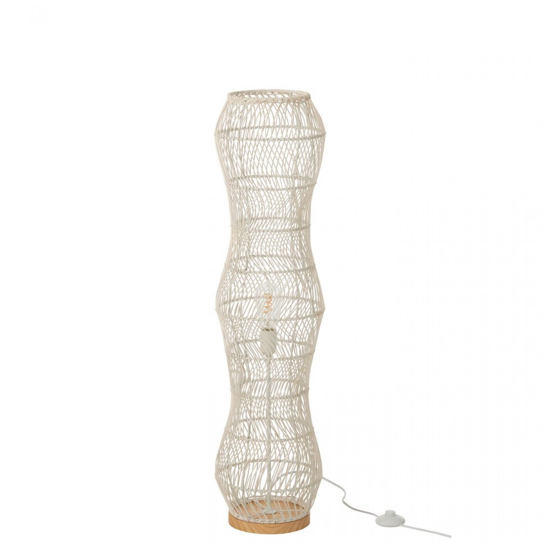 Vloerlamp Rotan Metaal Getwist Wit H101cm J-Line