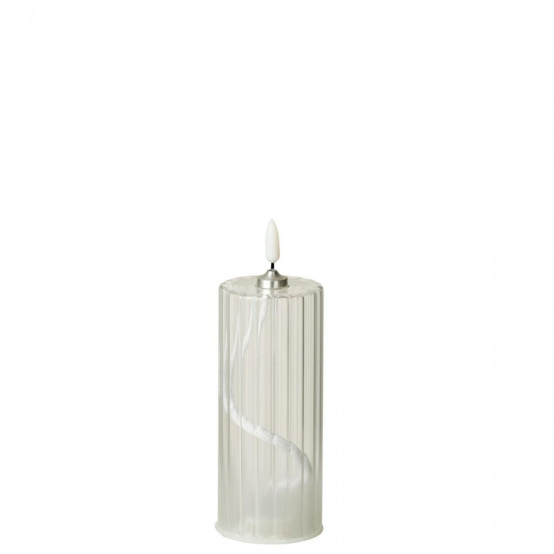 Set di 3 candele a LED in vetro trasparente a righe J-Line