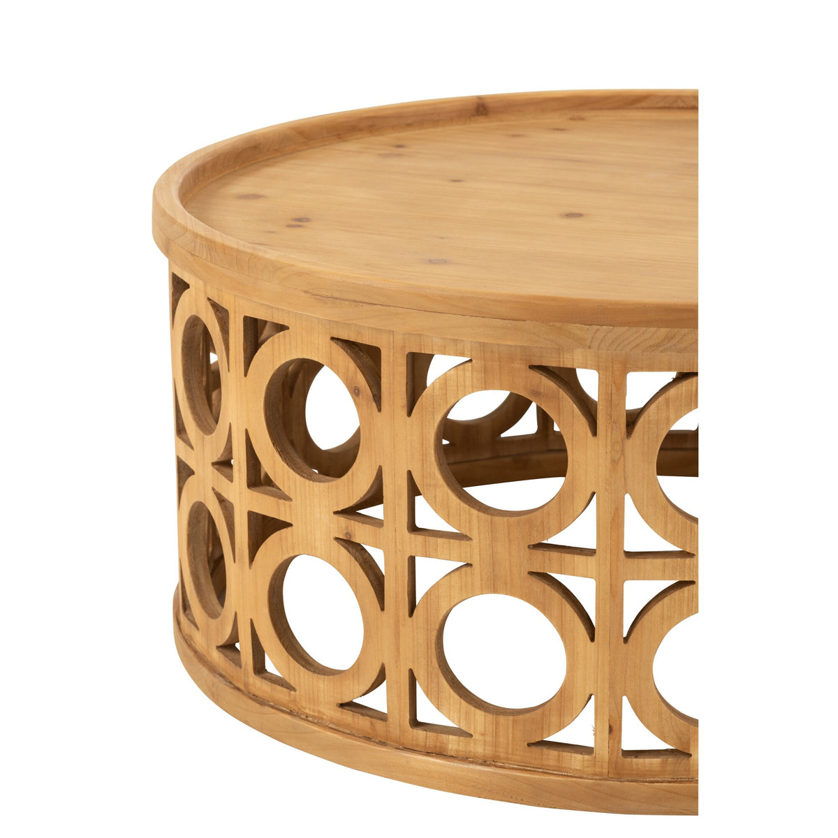 Tavolino da salotto in legno di abete intagliato/MDF naturale J-Line
