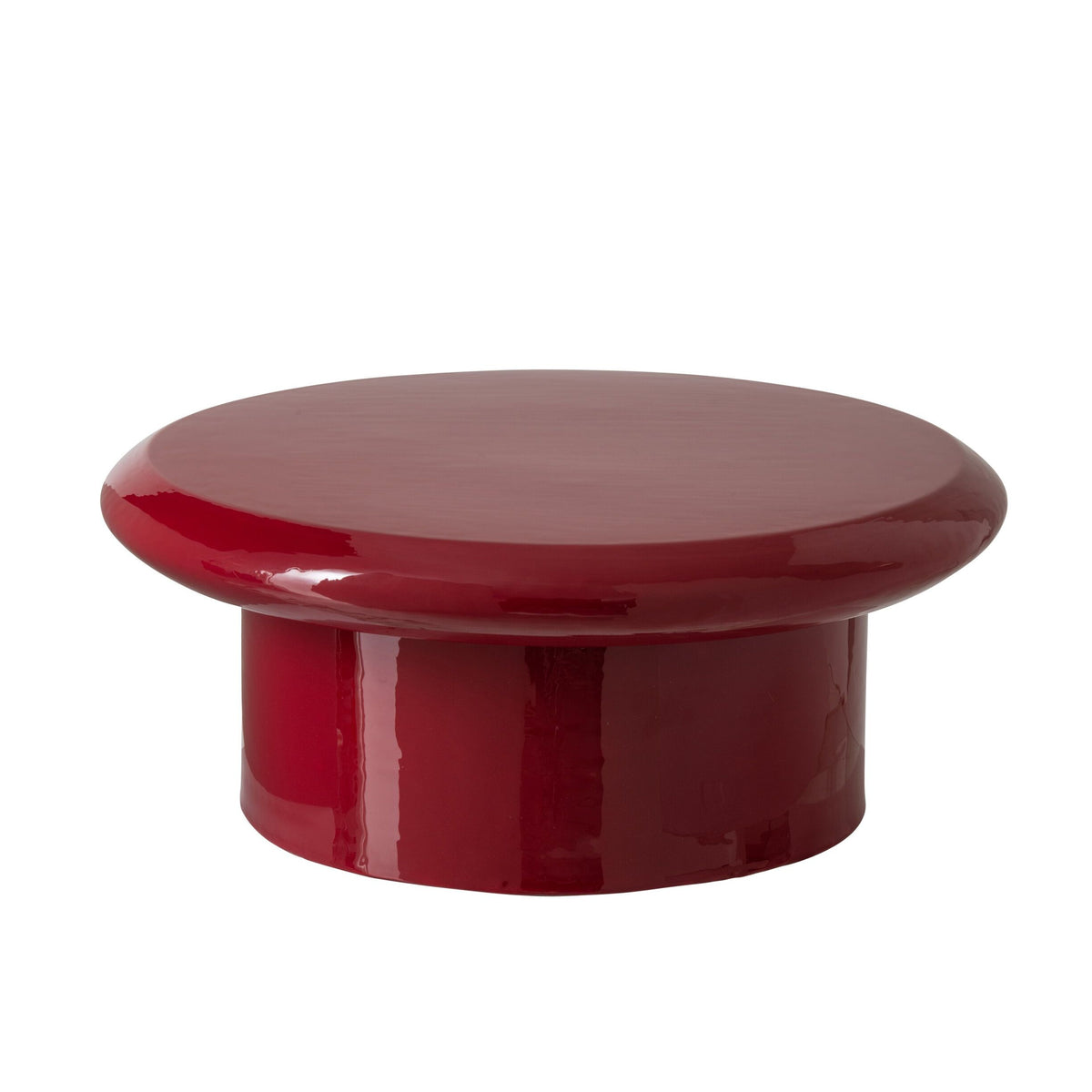Tavolino da salotto rotondo in metallo laccato rosso Ø76 cm J-Line