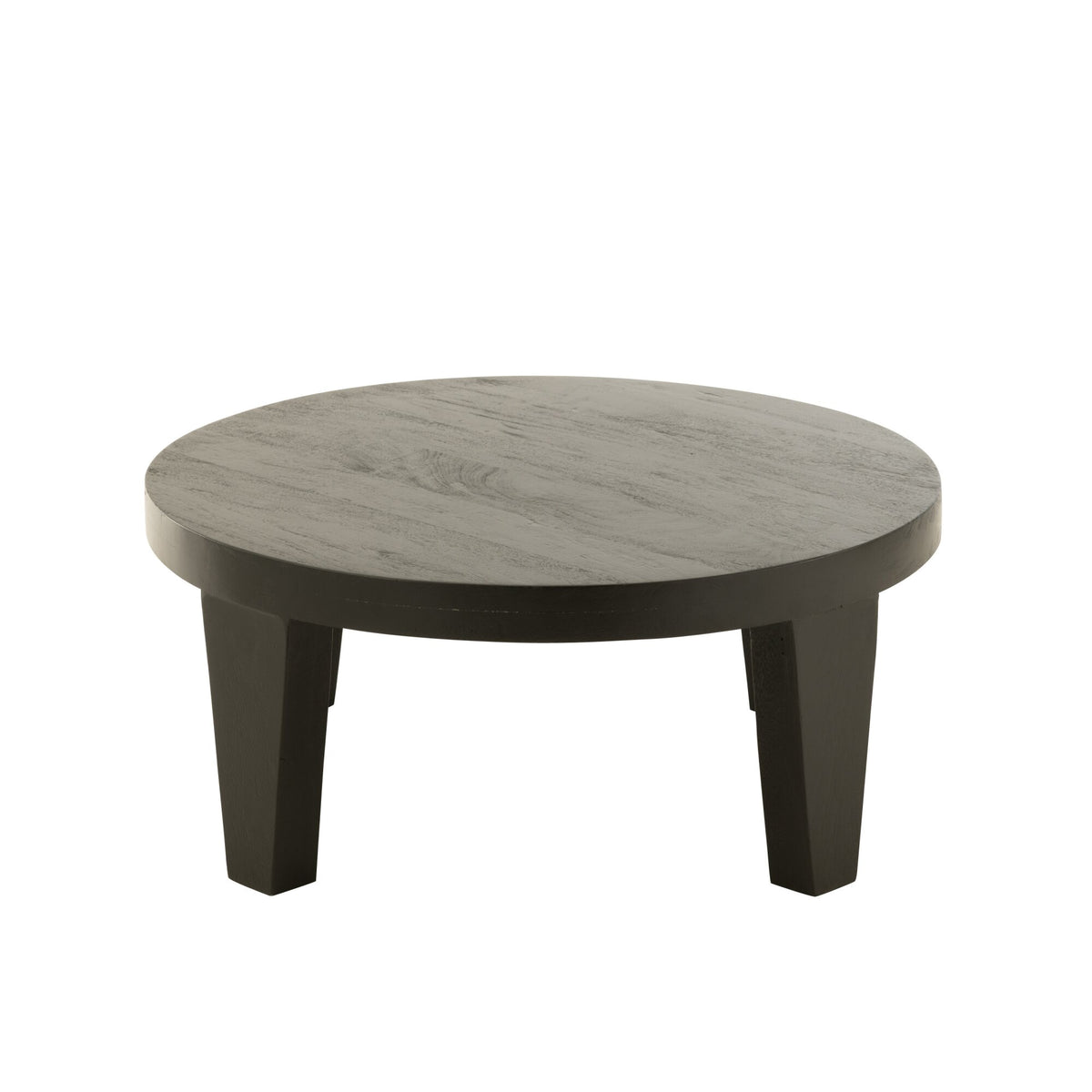 Tavolino da salotto rotondo in legno di mango nero opaco J-Line