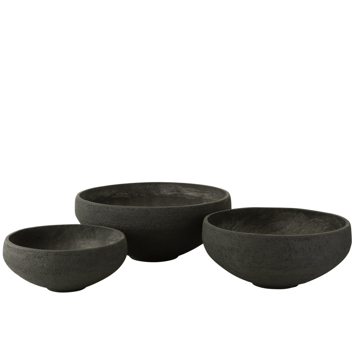 Set di 3 piatti in argilla fibrosa nera J-Line