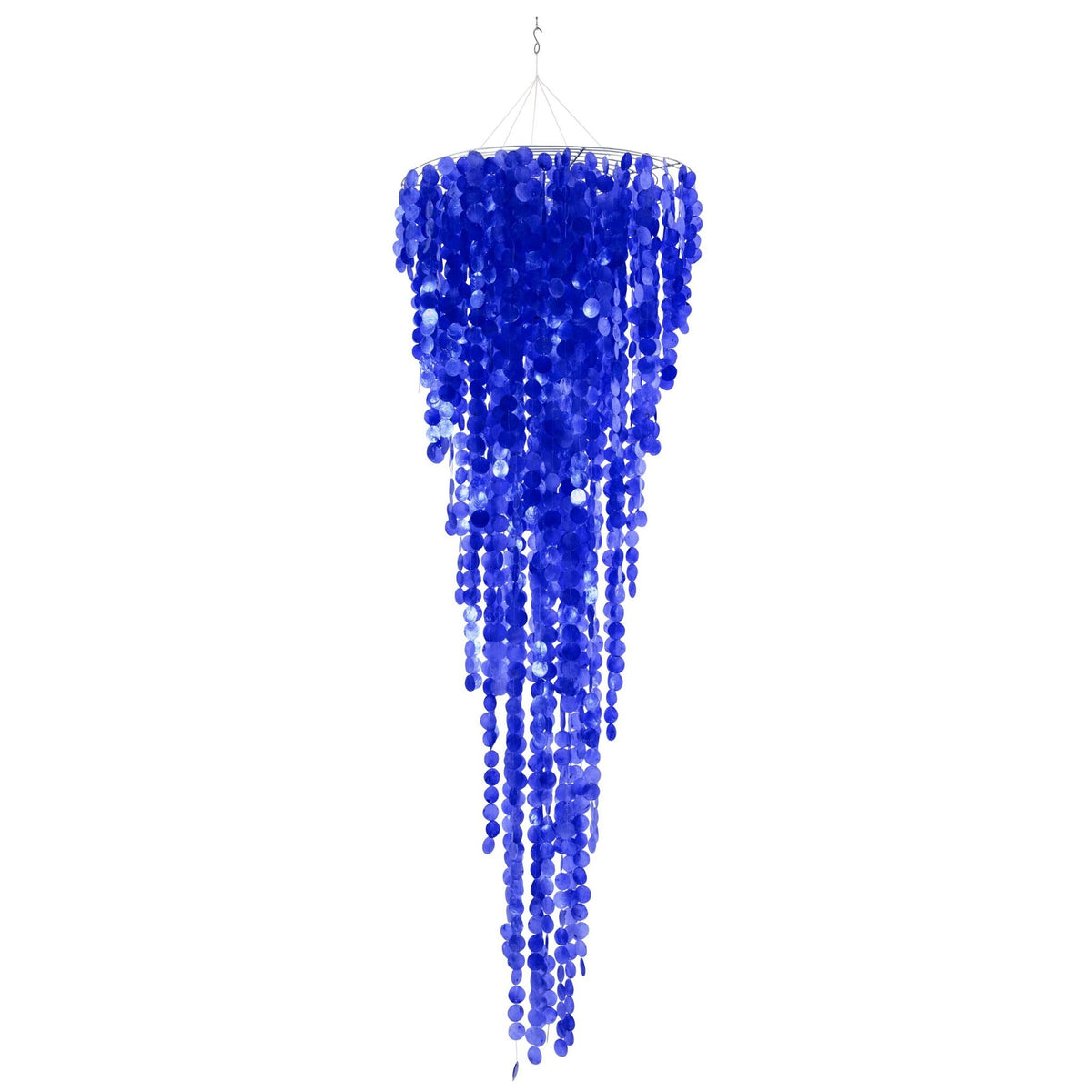 Lampada a sospensione in conchiglie Capiz Blu Large Ø80cm x H250cm J-Line