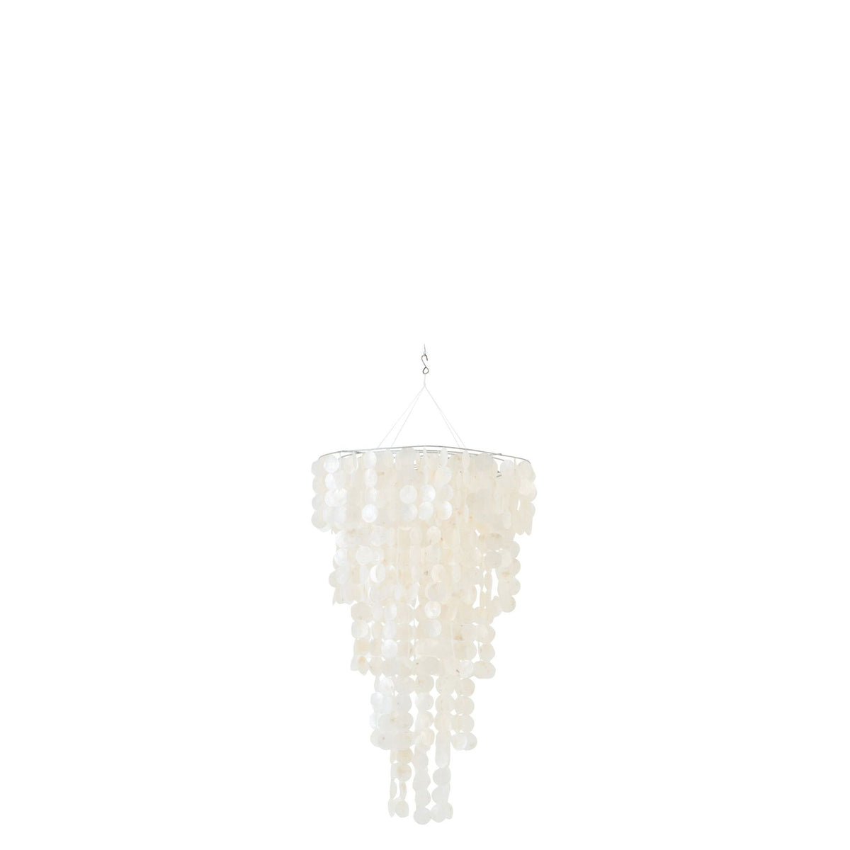 Lampada a sospensione in conchiglie Capiz bianche, piccola, Ø 60 cm x A 100 cm, J-Line