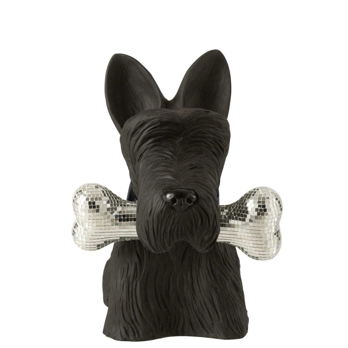 Schotse Terrier + Bot Polyresin Zwart - Beeld - J-Line - livinglovely.nl