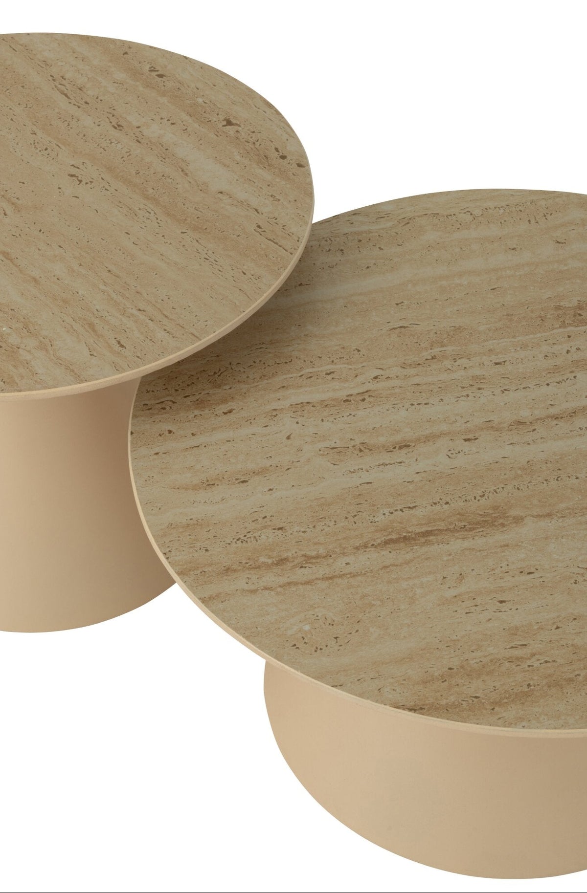 Set di 2 tavolini laterali conici in ferro color écru/beige J-Line