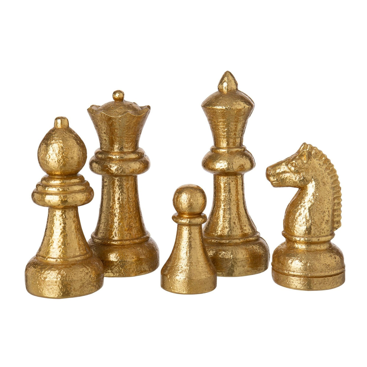 Set di 5 pezzi da scacchi in poliresina dorati J-Line