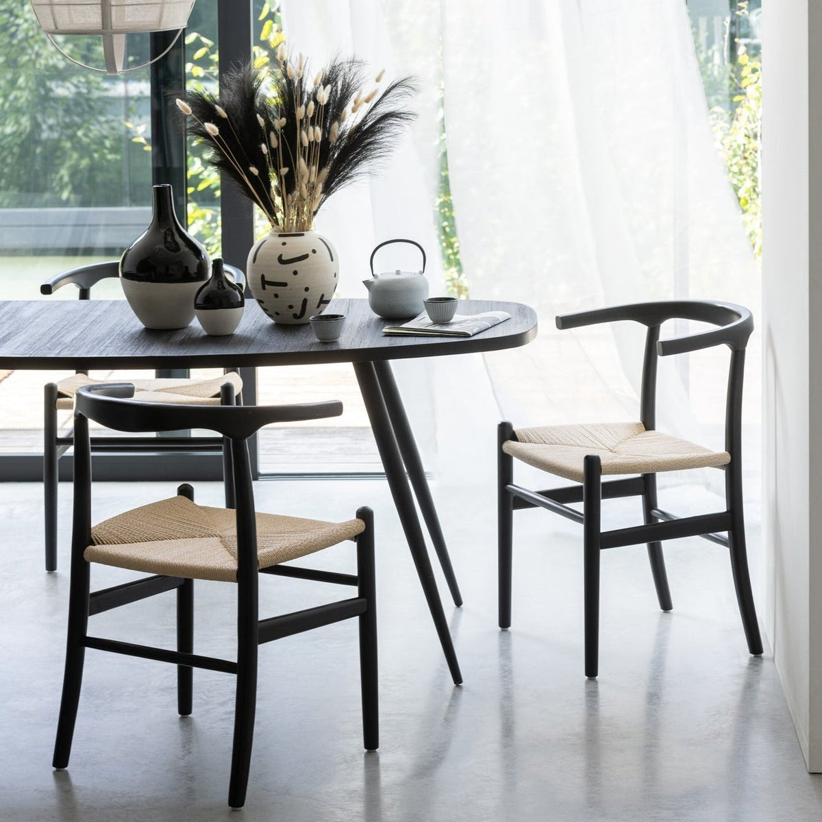 Sedia Toon Legno di faggio/Corda Nero J-Line