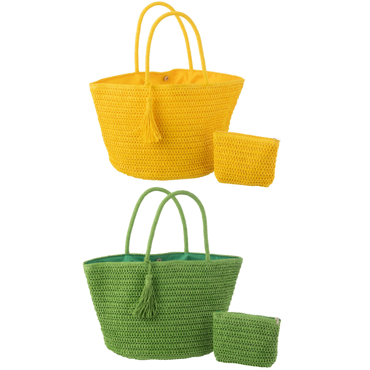 Borsa da spiaggia + Pochette Verde/Giallo Set di 2