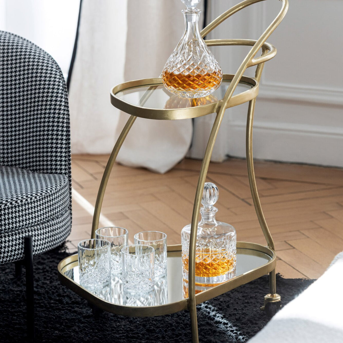 Carrello Triangolo Metallo/Specchio Oro J-Line