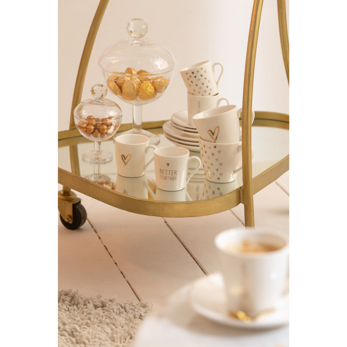 Carrello Triangolo Metallo/Specchio Oro J-Line