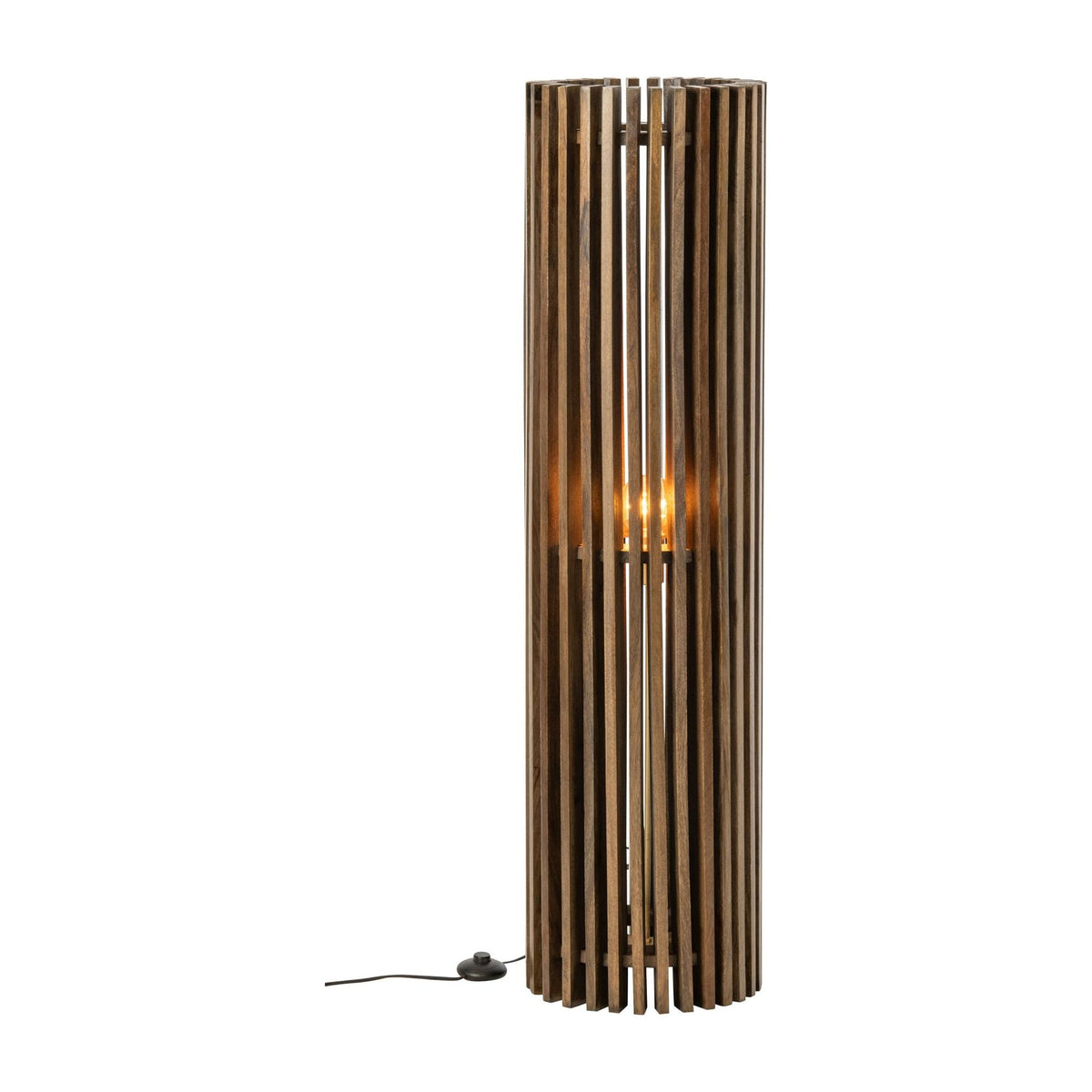 Lampada da terra scanalata in legno di mango marrone scuro J-Line