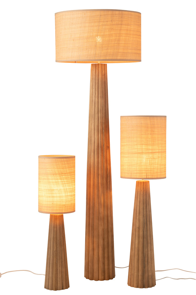Vloerlamp Paraplu Ailanthus Hout Naturel 48x48x157cm - Vloerlamp - J-Line - livinglovely.nl