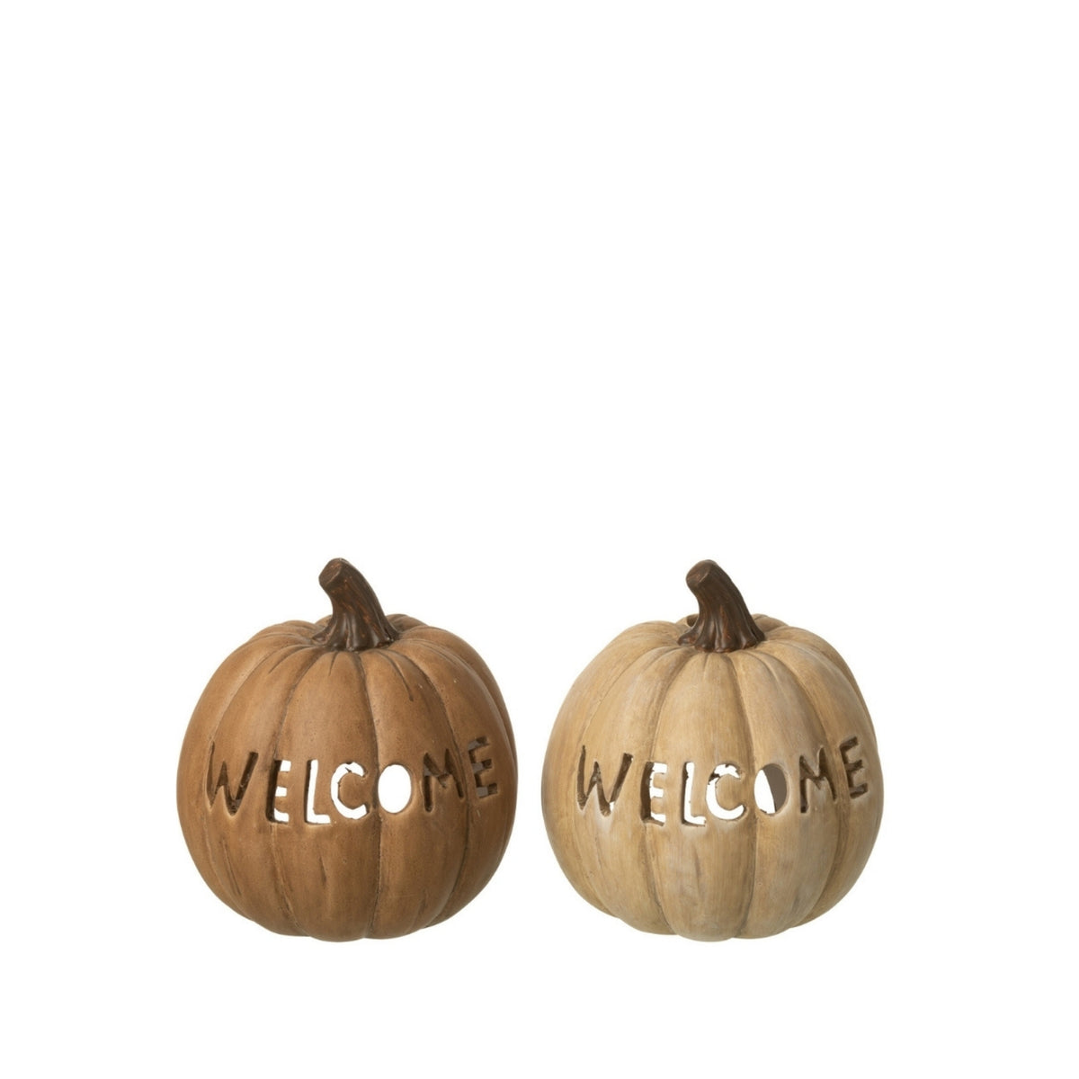 Set grande da 2 portacandele a forma di zucca per Halloween J-Line
