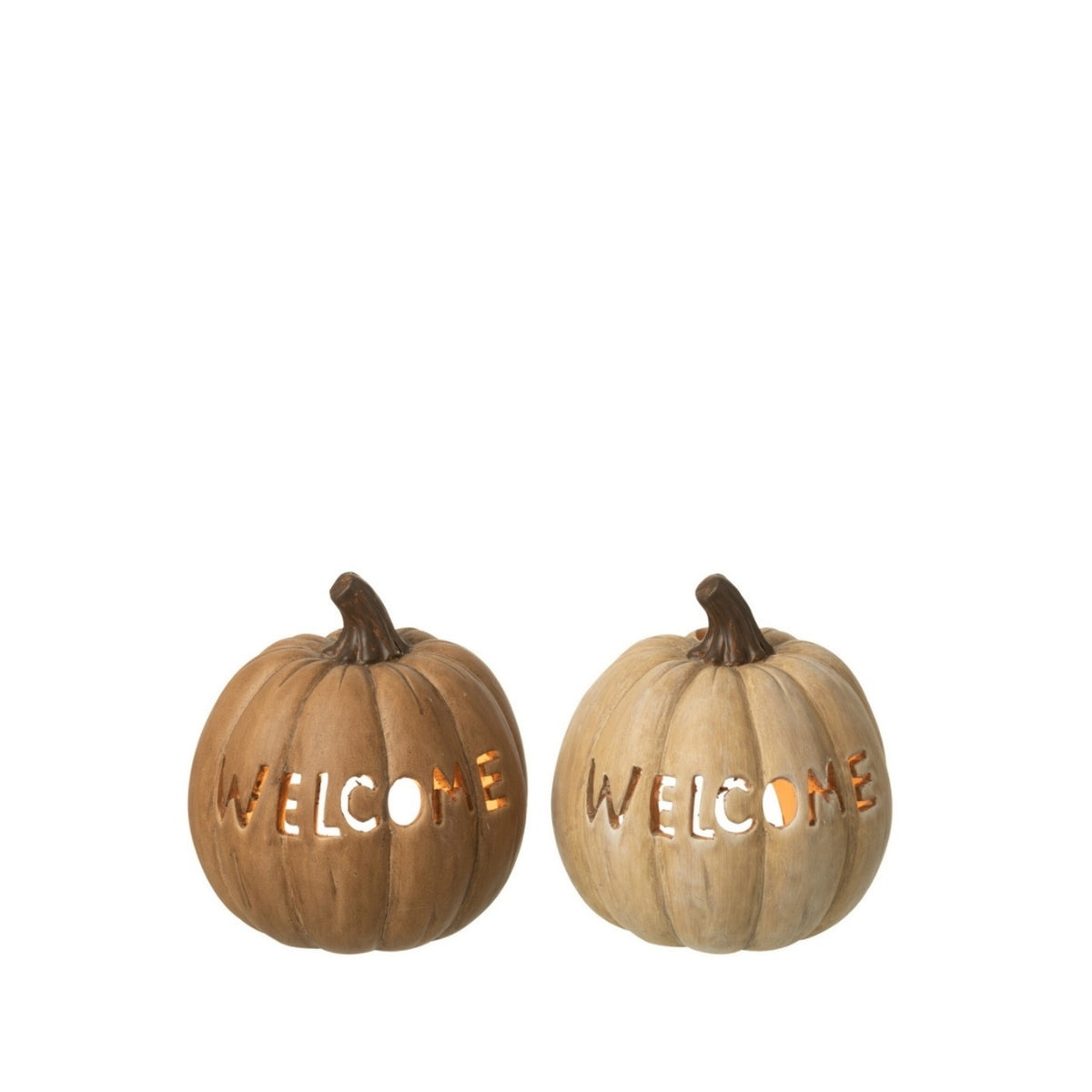 Set grande da 2 portacandele a forma di zucca per Halloween J-Line