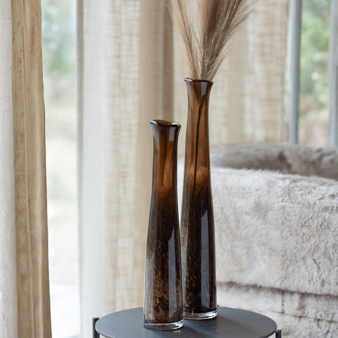 Vaso in vetro marrone scuro Cilindro Large J-Line