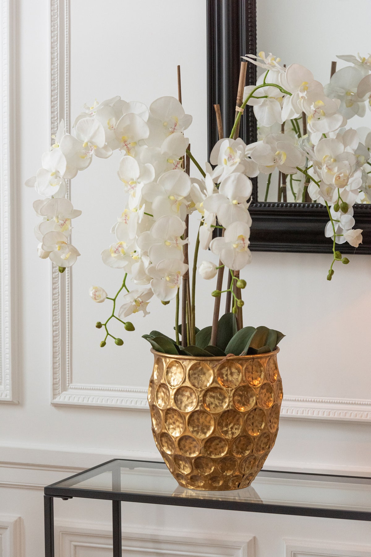 Orchidea In Terra Plastica Bianca/Verde Extra Large L60cmP53cmA104cm