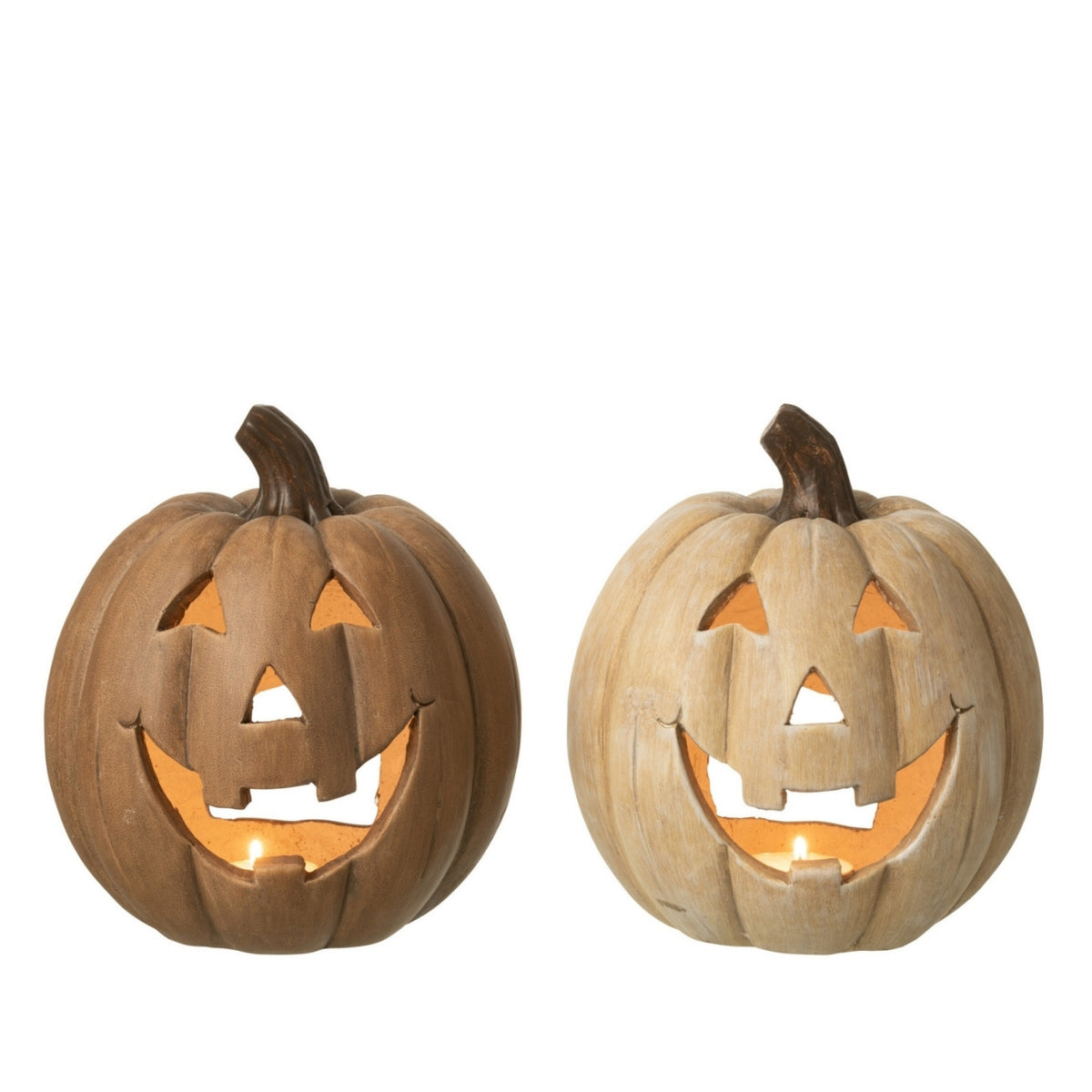 Set di 2 portacandele a forma di zucca per Halloween XL J-Line