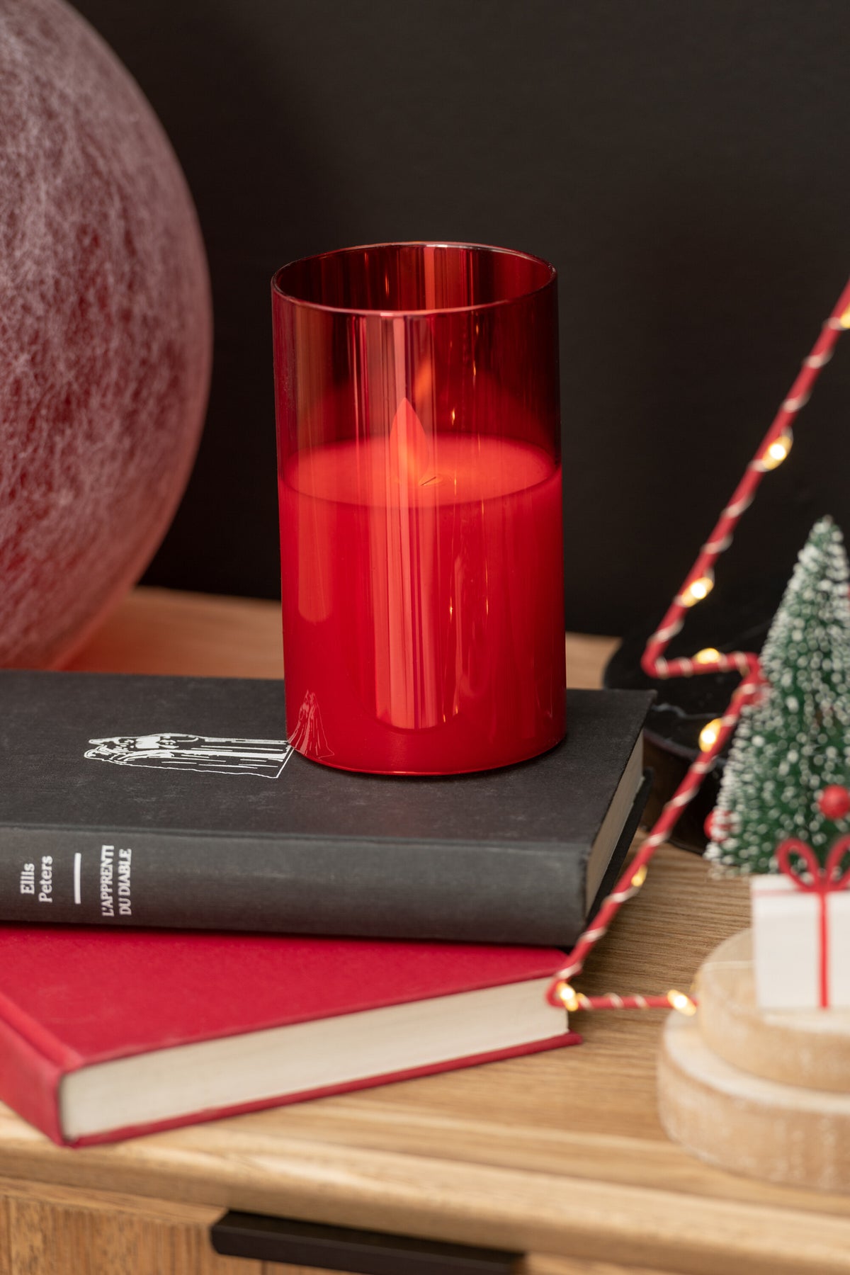Lampada a LED Vetro Scintillante Rosso Piccola