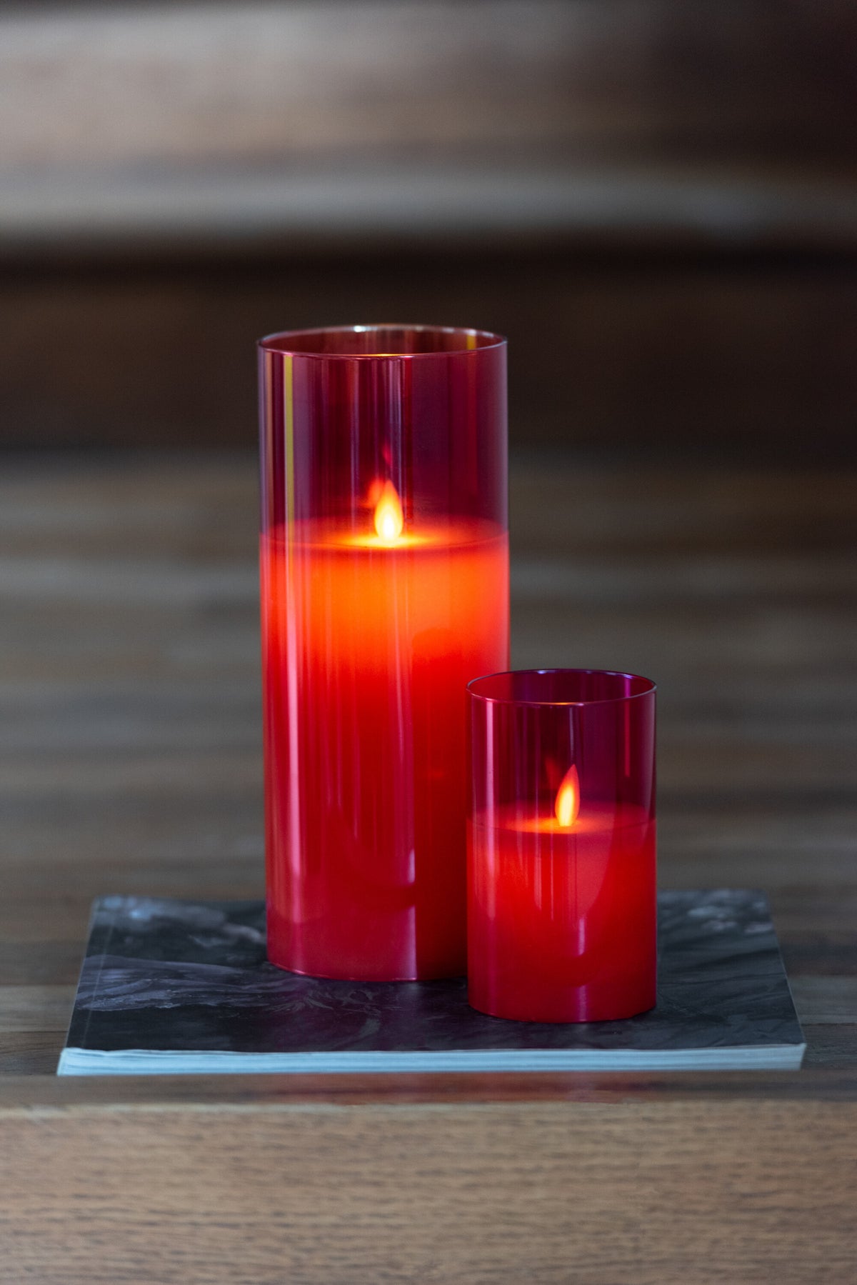 Lampada a LED Vetro Scintillante Rosso Piccola