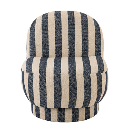 Poltrona Lounge in Tessuto a Righe Blu/Bianco Sporco J-Line