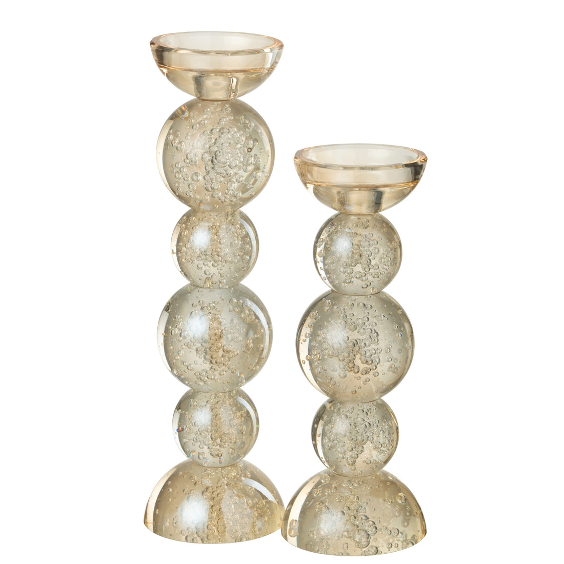 Set di 2 candelabri in vetro color champagne J-Line