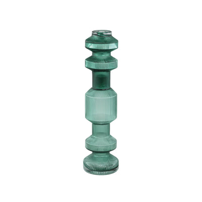 Galinda Set da 3 candelabri in vetro verde scuro plissettato PTMD