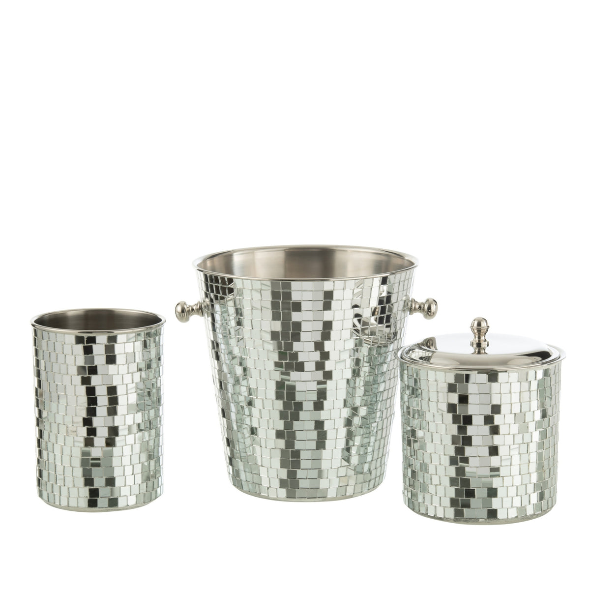 Secchio ghiaccio Mosaico Acciaio Inox Argento J-Line